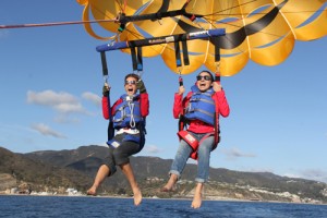 having fun parasailing