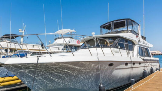 Lady M 50' Yacht Charter docked in Marina del Rey boat slip