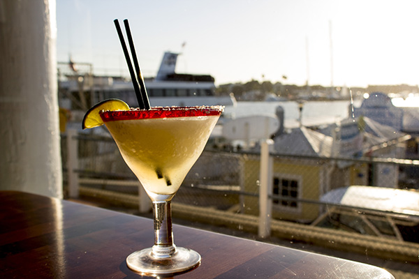 margarita on table with marina in background