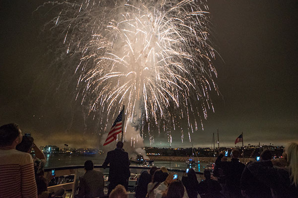 fireworks seen from boat