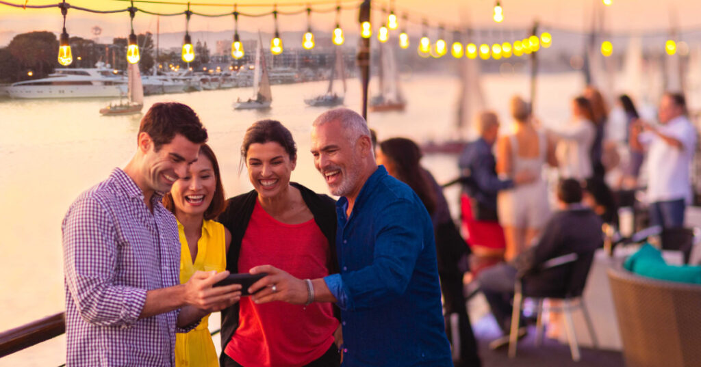 People on a yacht holiday party venue in Marina del Rey