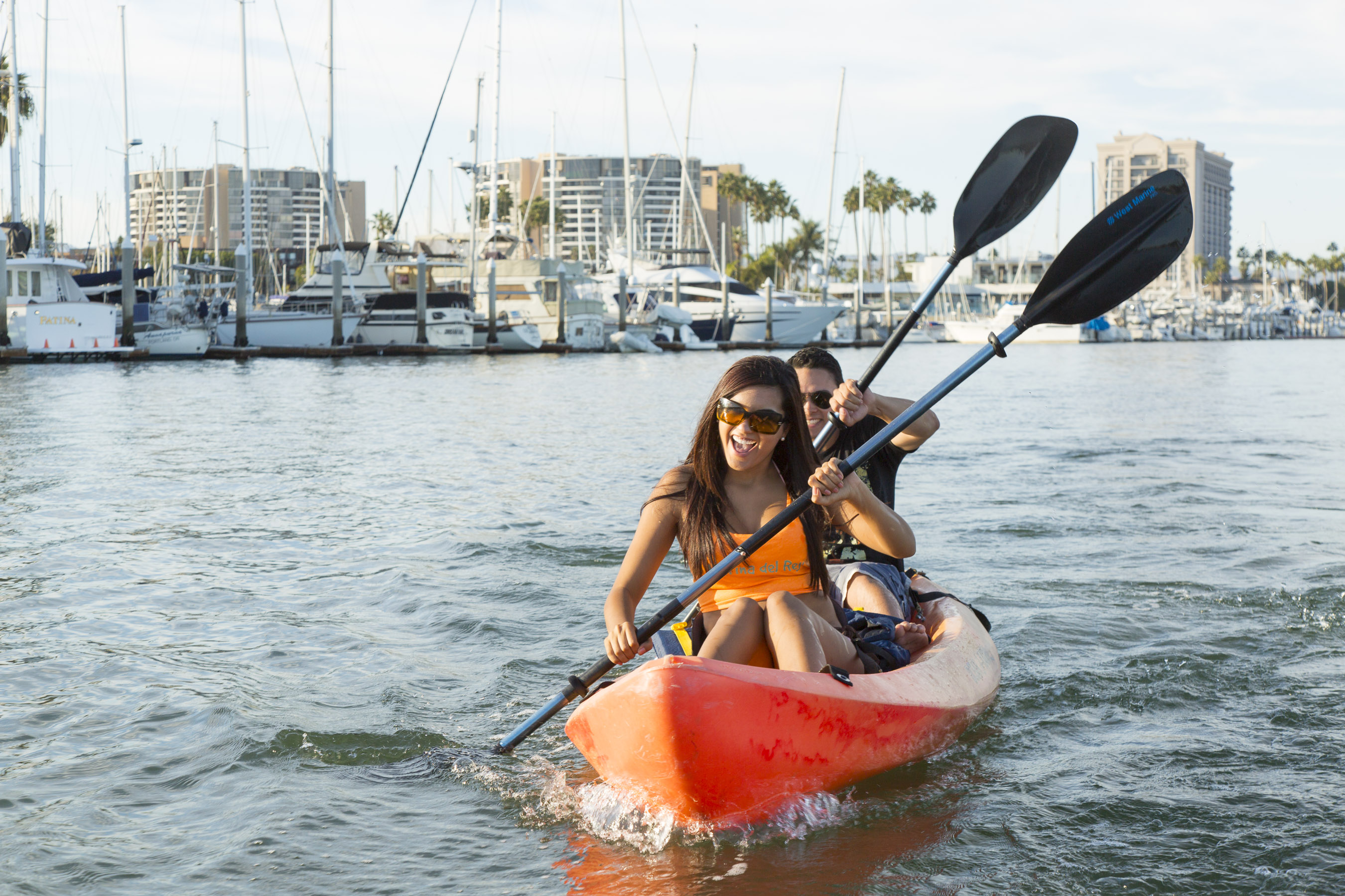 couple enjoying kayaking