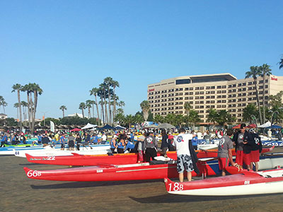 people watching at kayaks at Kahanamoku, annual event in Marina Del Rey