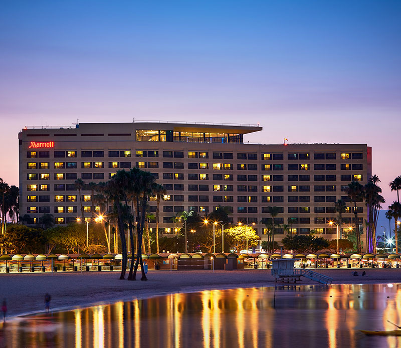 outdoor view of Marriott at night