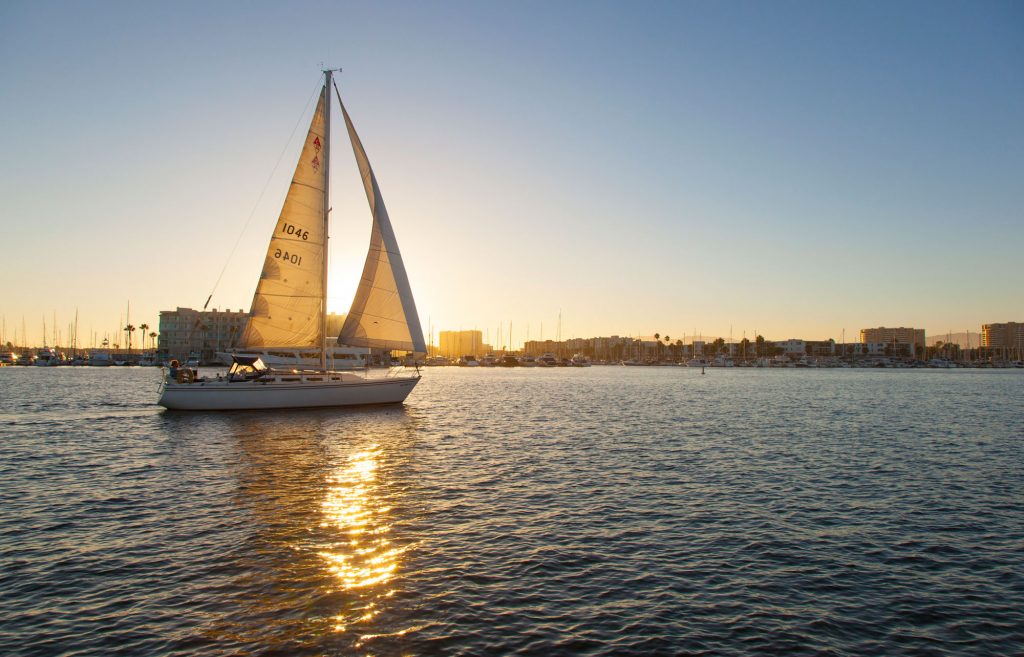 sailing at sunset